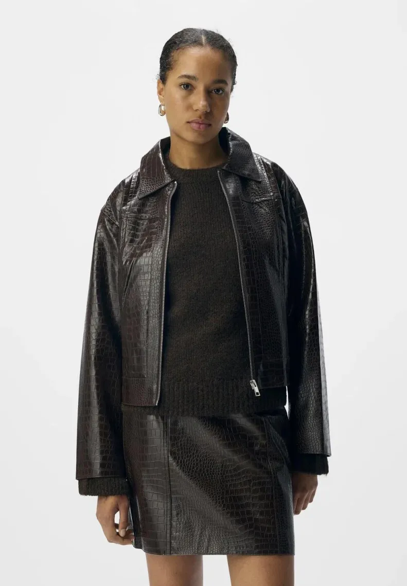OBJEMIA JACKET - Kunstlederjacke - seal brown