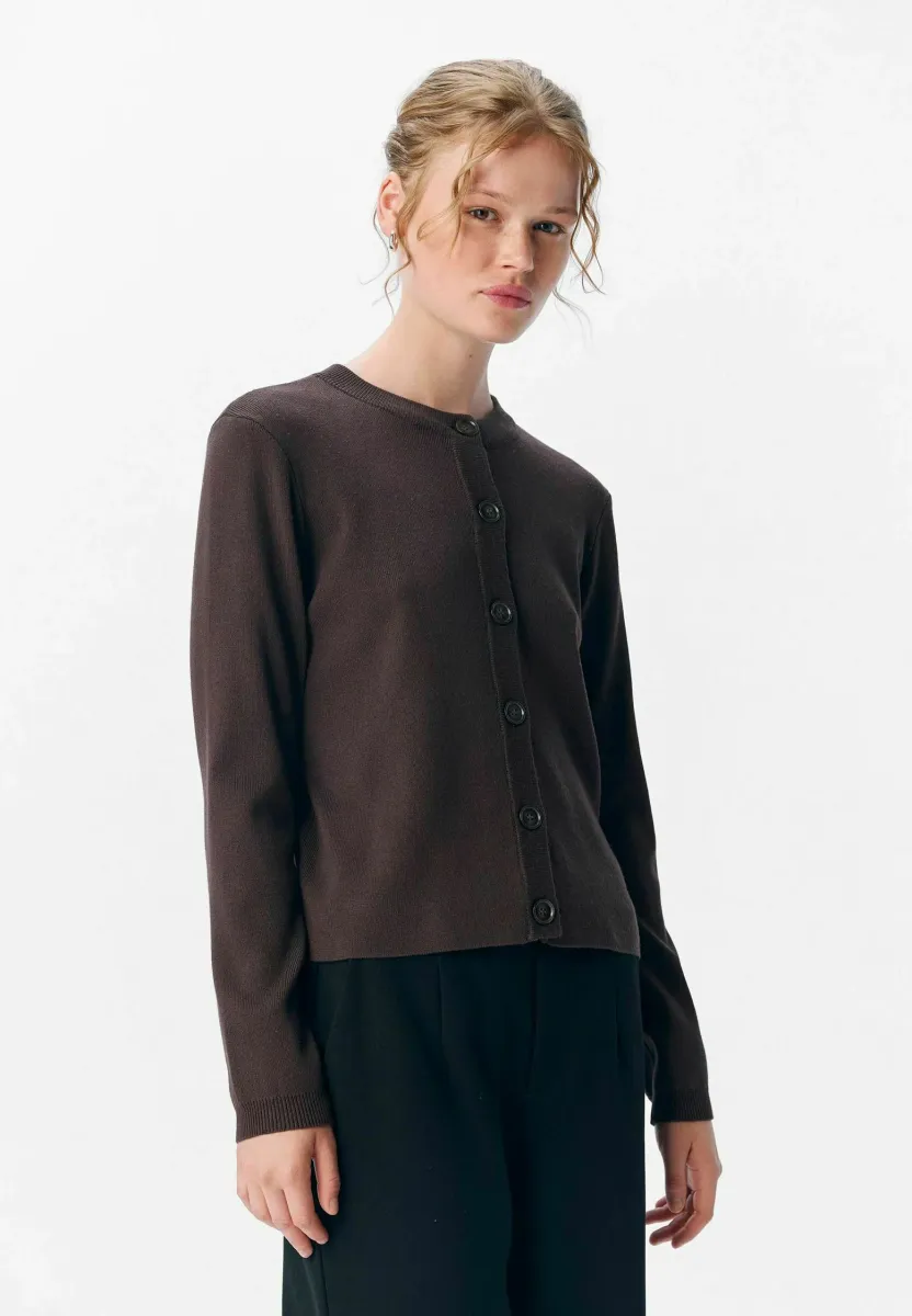OBJESTER NOOS - Strickjacke - seal brown