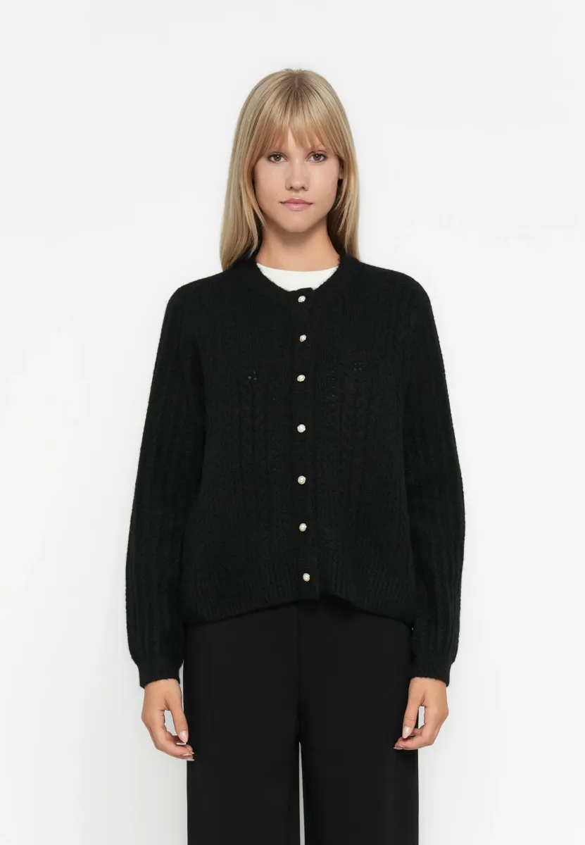 OBJFLORA - Strickjacke - black