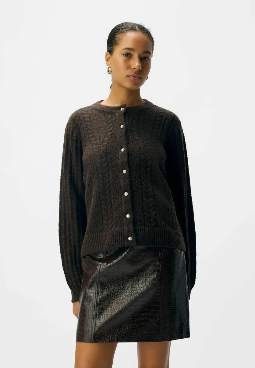 OBJFLORA - Strickjacke - seal brown