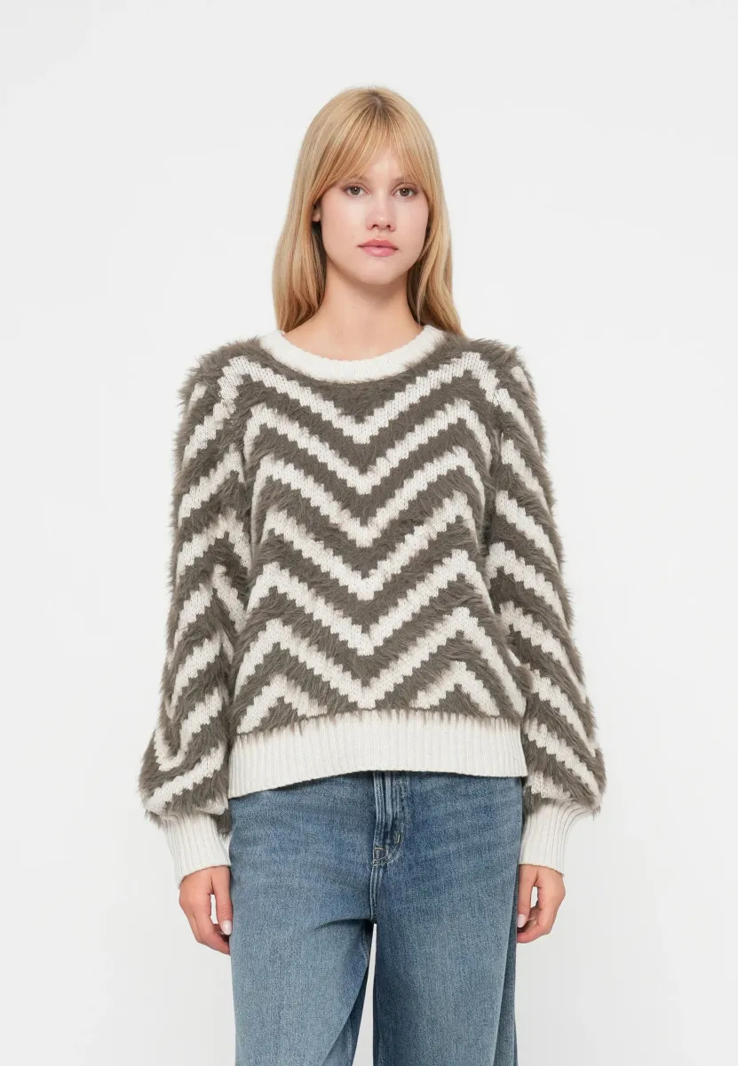 OBJHOLLOW PULLOVER - Strickpullover - white sand