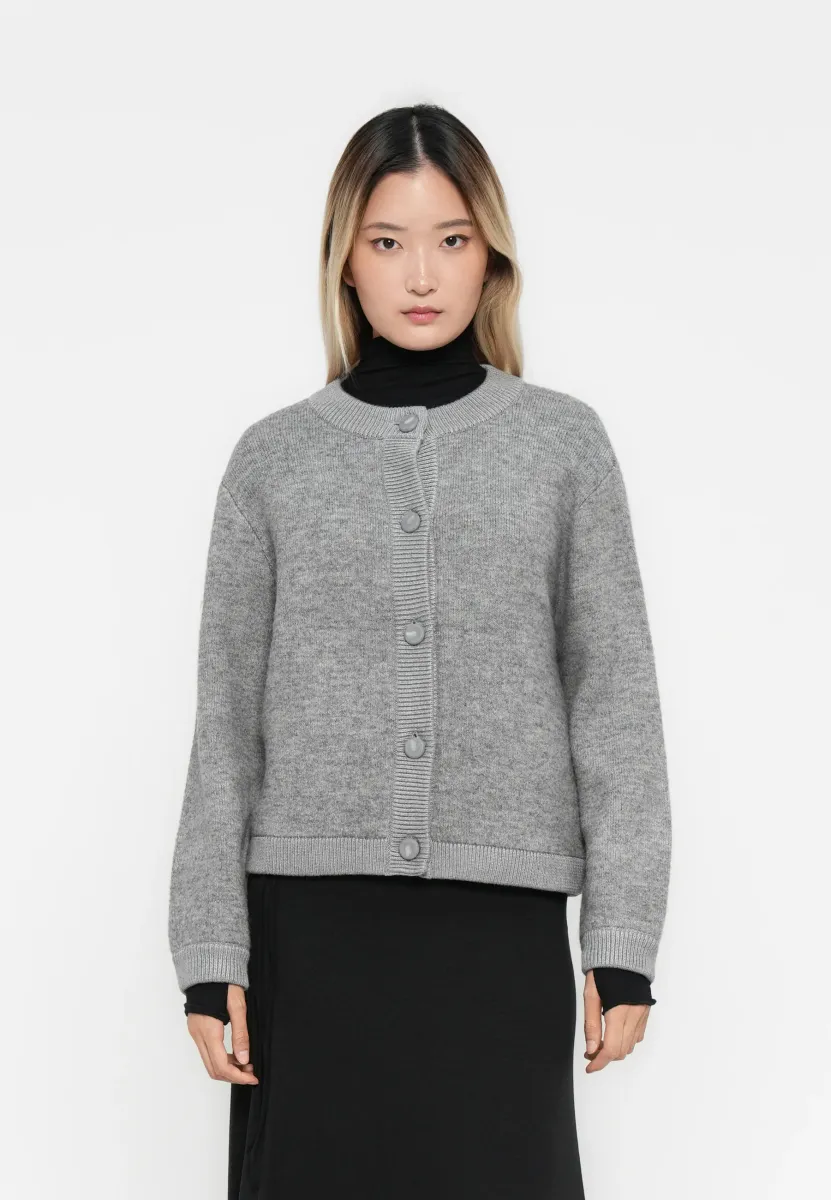 OBJMERLE  - Strickjacke - medium grey melange