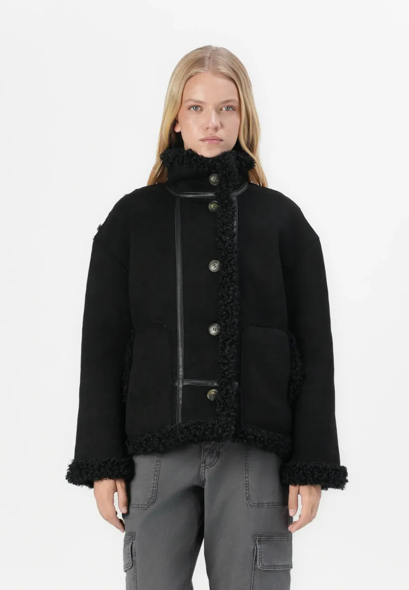 OBJOAKLYN JACKET - Kunstlederjacke - black