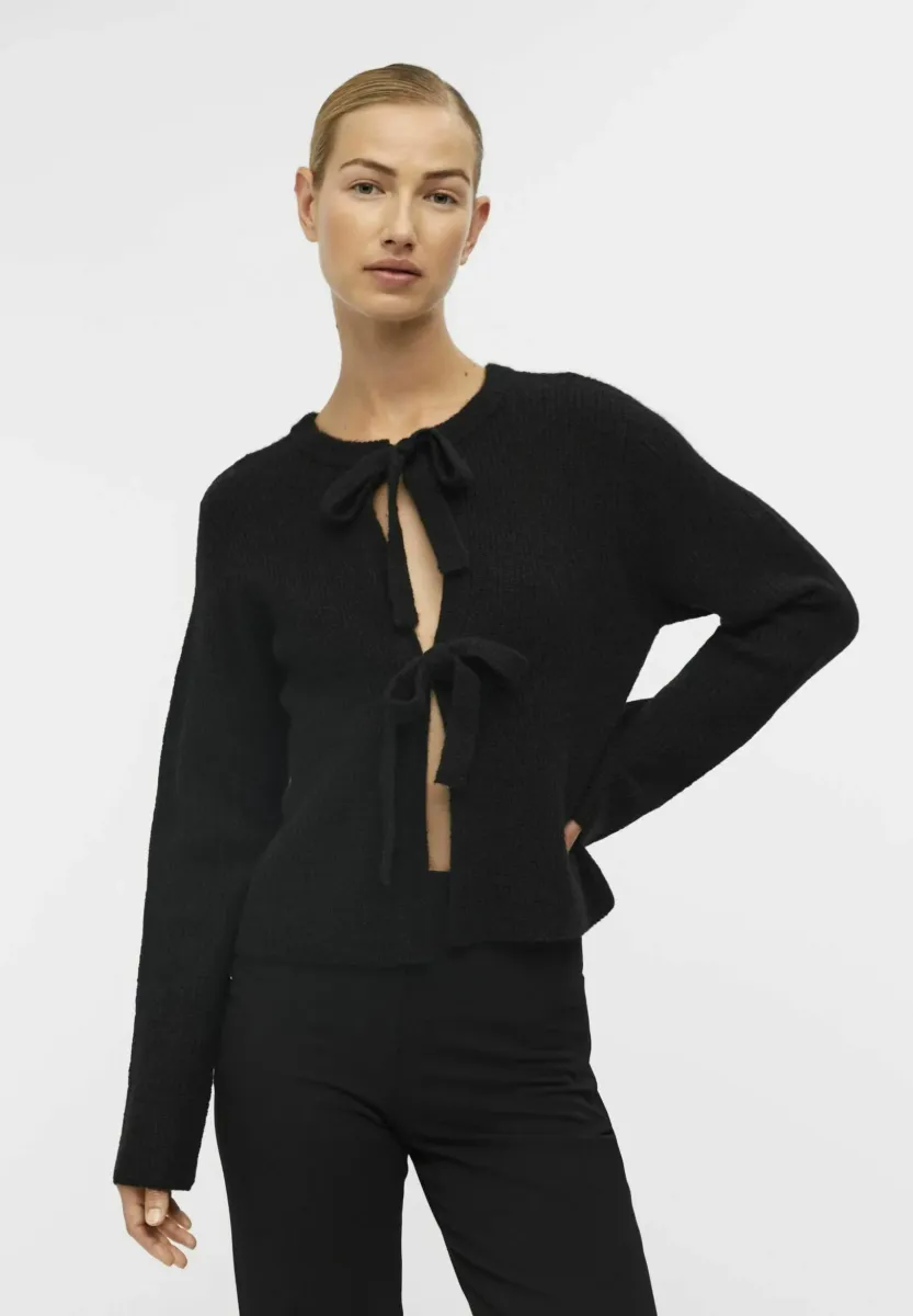 OBJPARVI NOOS - Strickjacke - black