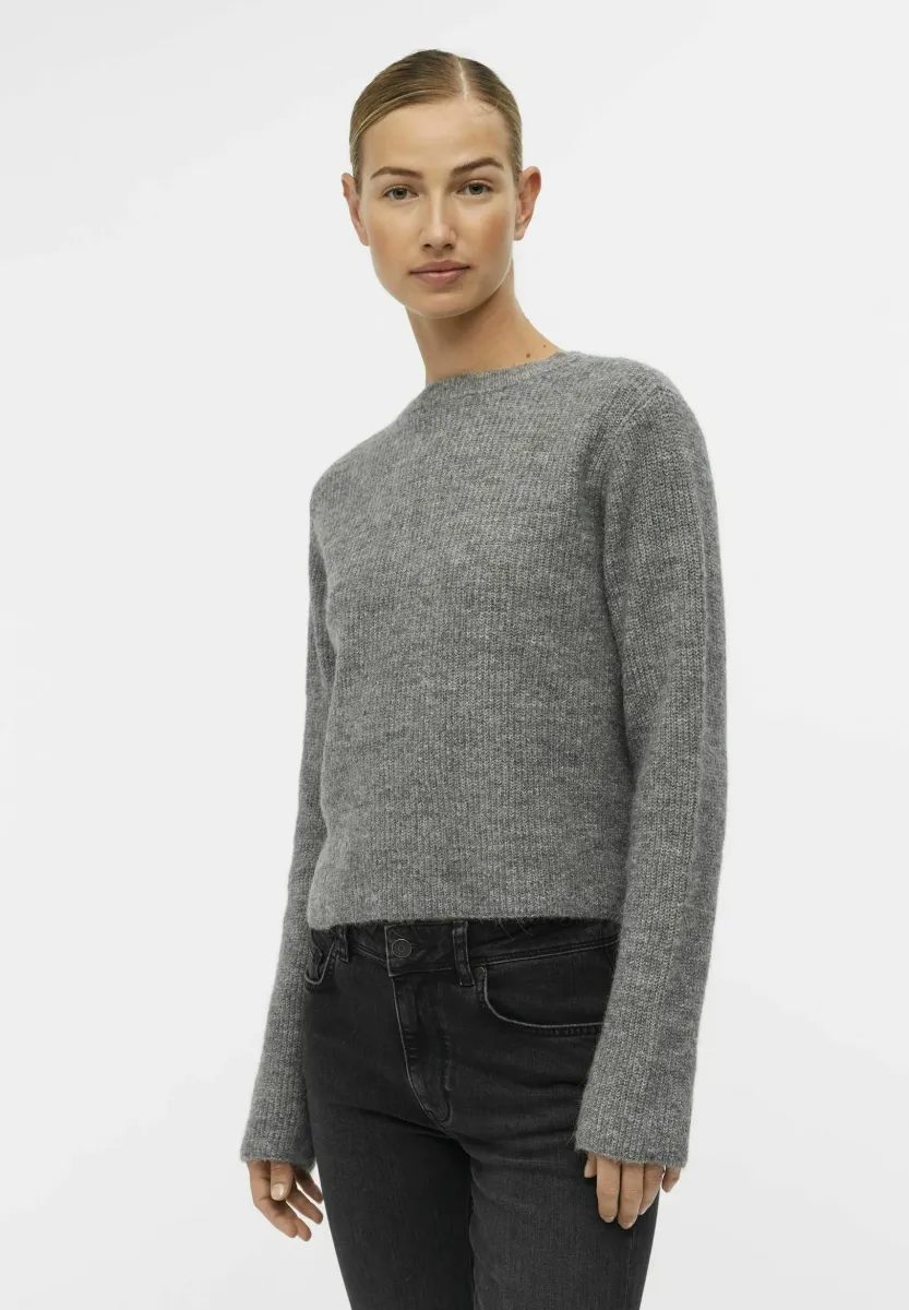 OBJPARVI NOOS - Strickjacke - medium grey melange