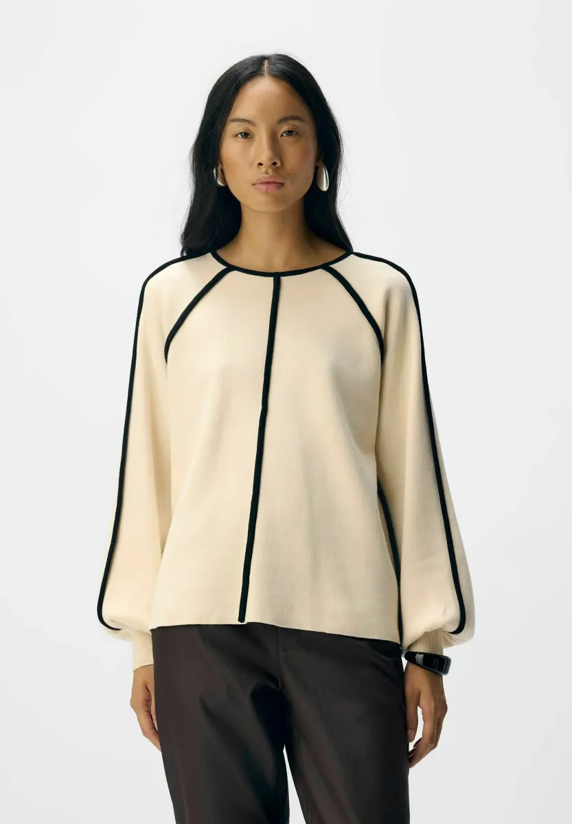 OBJREYNARD CONTRAST  DIV - Strickpullover - sandshell