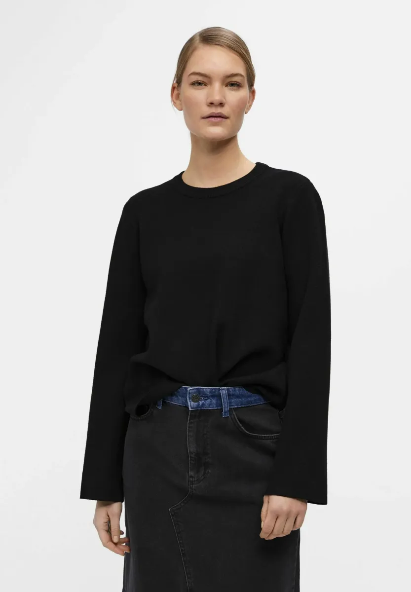 OBJREYNARD O-NECK NOOS - Strickpullover - black