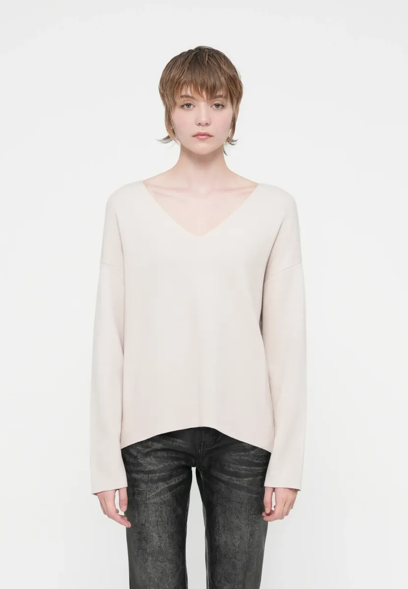 OBJREYNARD V-NECK PULLOVER AW FAIR - Strickpullover - taupe