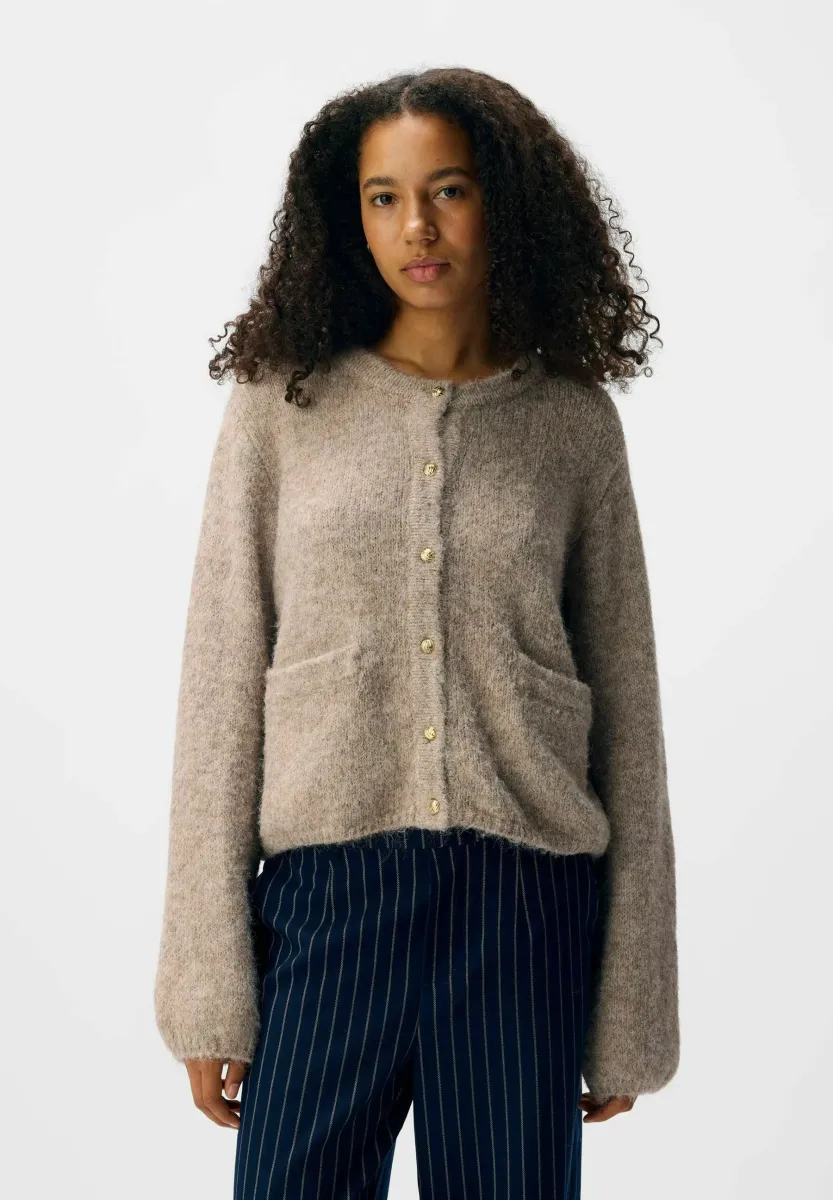 OBJSAGGIA CARDIGAN - Strickjacke - humus