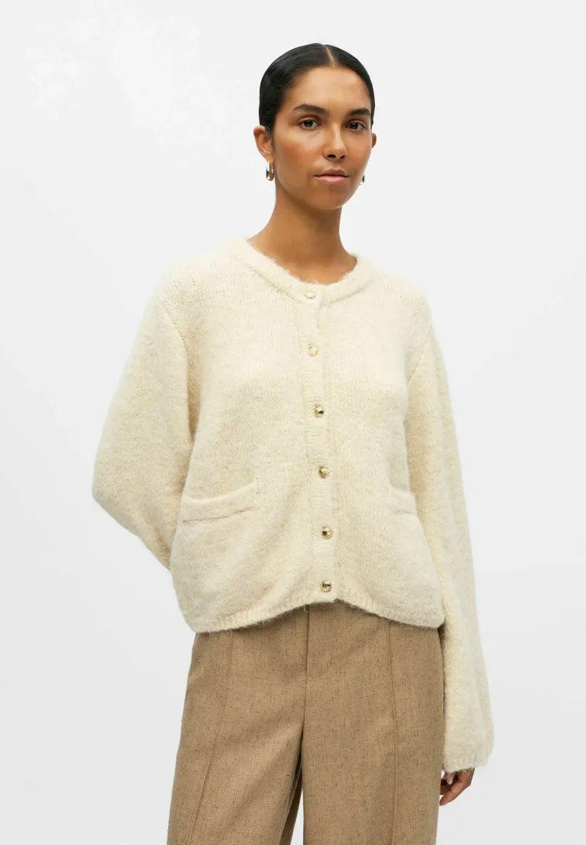 OBJSAGGIA CARDIGAN - Strickjacke - sandshell