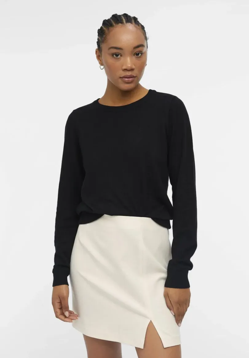 OBJTHESS LS O-NECK - Strickpullover - black
