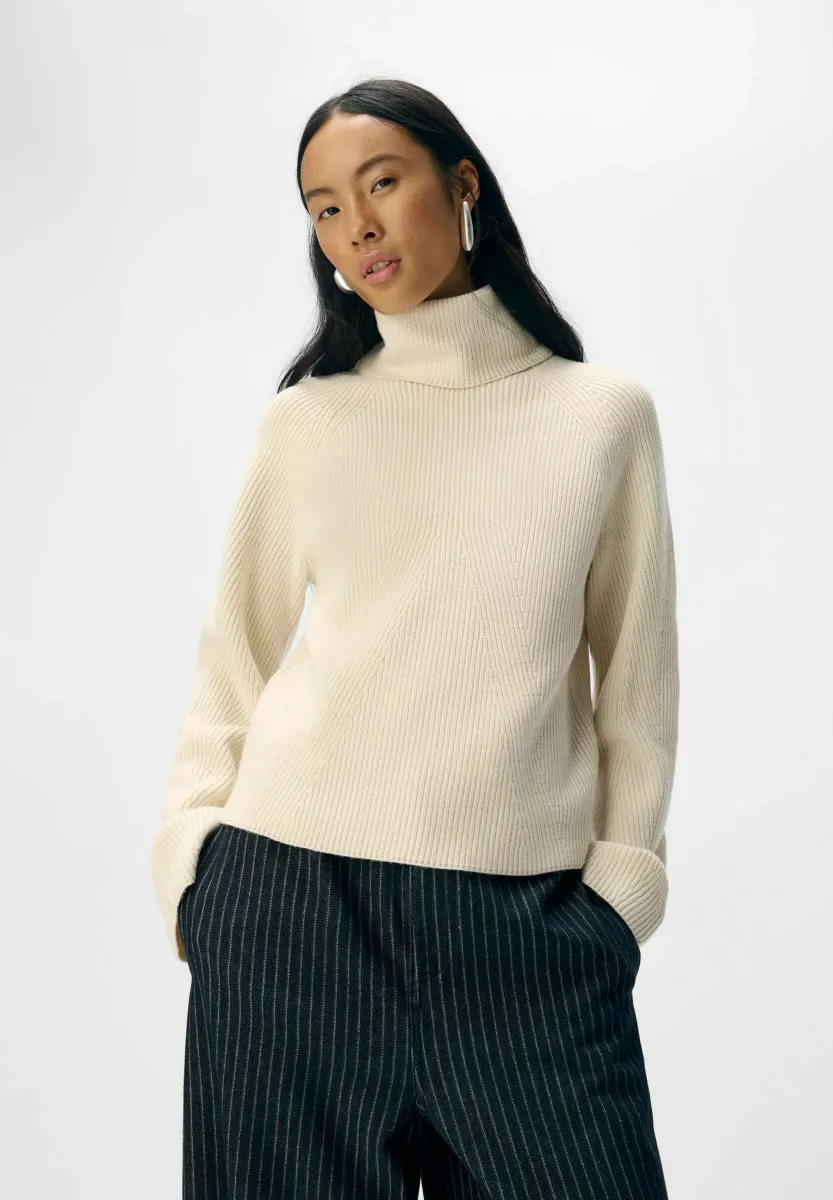 OBJVIOLA ROLLNECK - Strickpullover - white sand