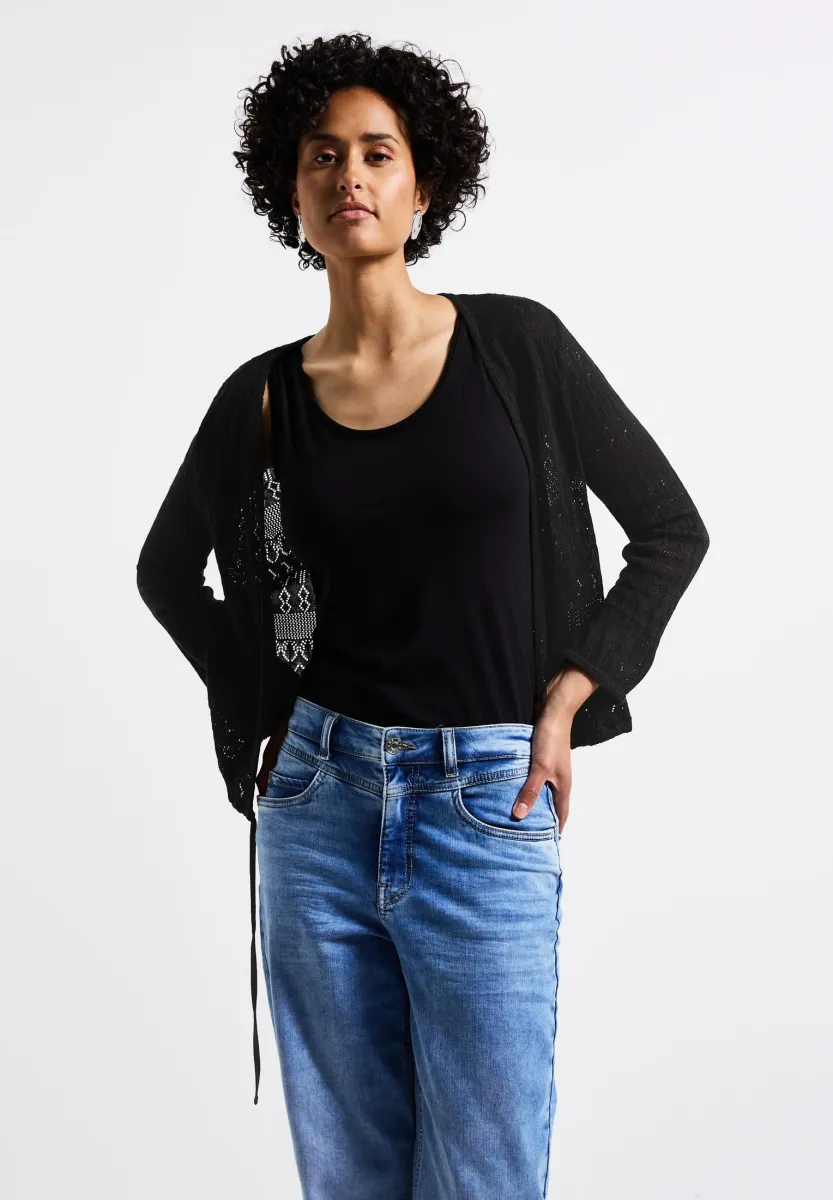 OFFENE AJOUR-LOOK  - Strickjacke - schwarz
