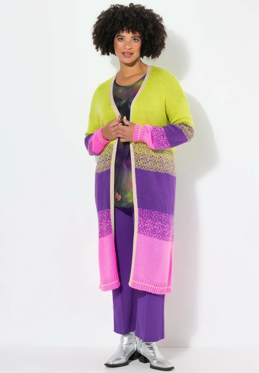 OFFENE FORM BLOCKSTREIFEN, LANGARM - Strickjacke - lime green