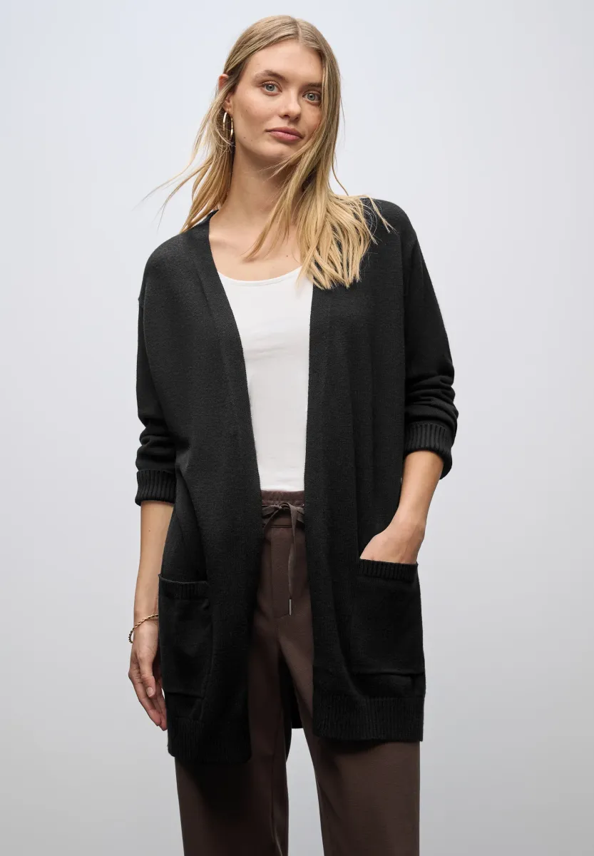 OFFENER COSY - Strickjacke - schwarz