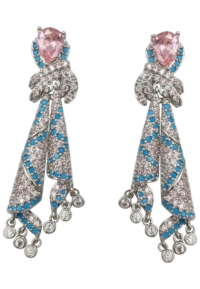 Ohrringe - blau rosa und weiss