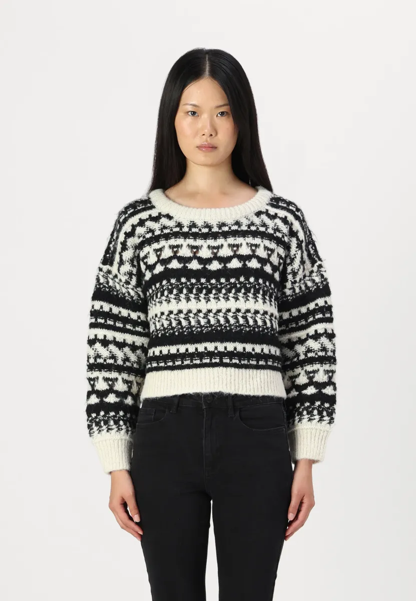 ONLALAIA LIFE O NECK - Strickpullover - birch/black