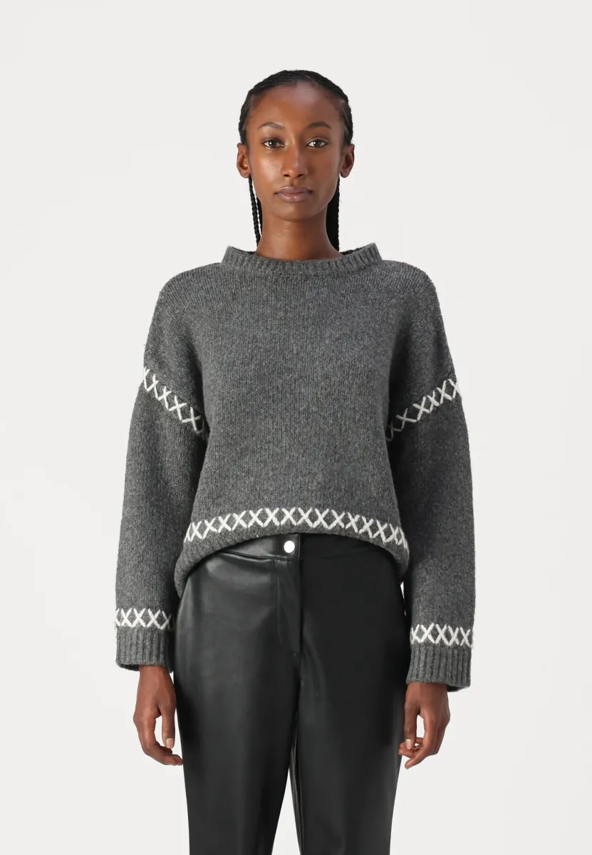 ONLAMANDA LIFE O-NECK DETAIL - Strickpullover - light grey