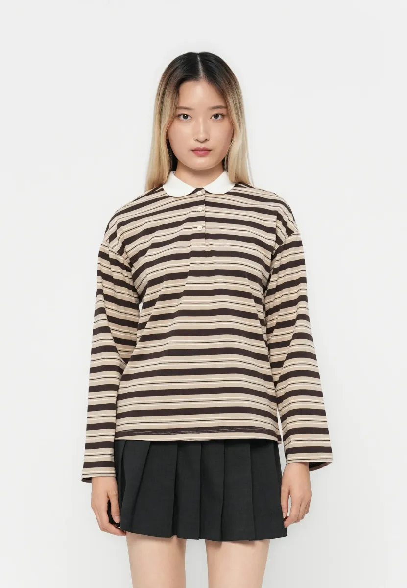ONLAMINAH LIFE STRIPE - Langarmshirt - nomad/black coffee/cloud dancer