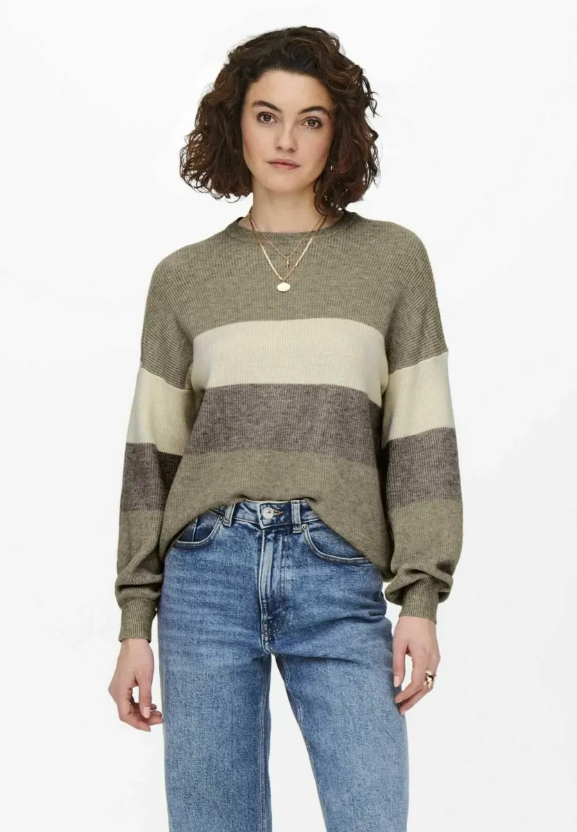 ONLATIA STRIPE - Strickpullover - feather gray