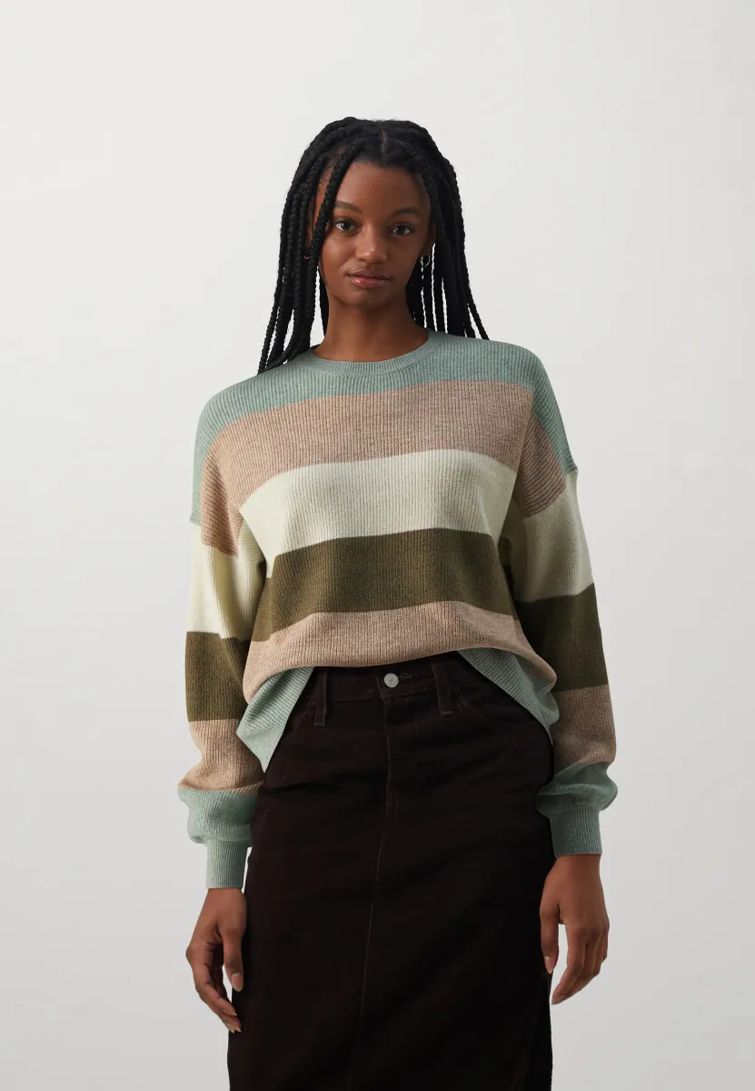 ONLATIA STRIPE - Strickpullover - hedge green/toasted coconut/pumice stone/breen
