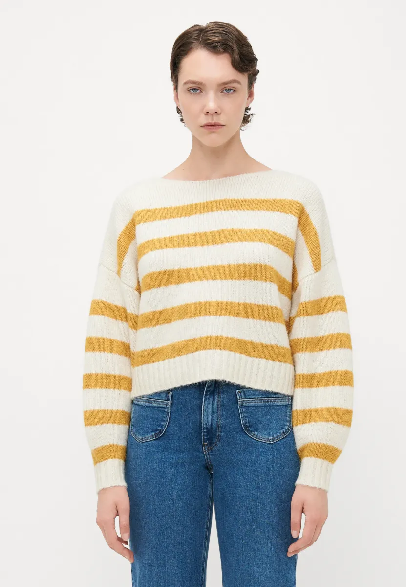 ONLAYA LIFE BOATNECK - Strickpullover - birch/harvest gold melange
