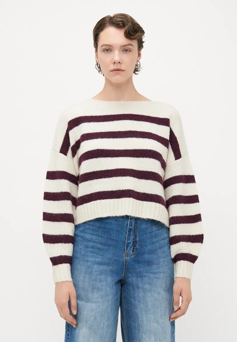 ONLAYA LIFE BOATNECK - Strickpullover - birch/mauve wine melangew