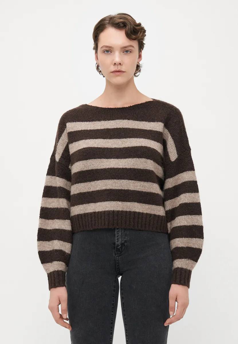 ONLAYA LIFE BOATNECK - Strickpullover - seal brown/fungi melange