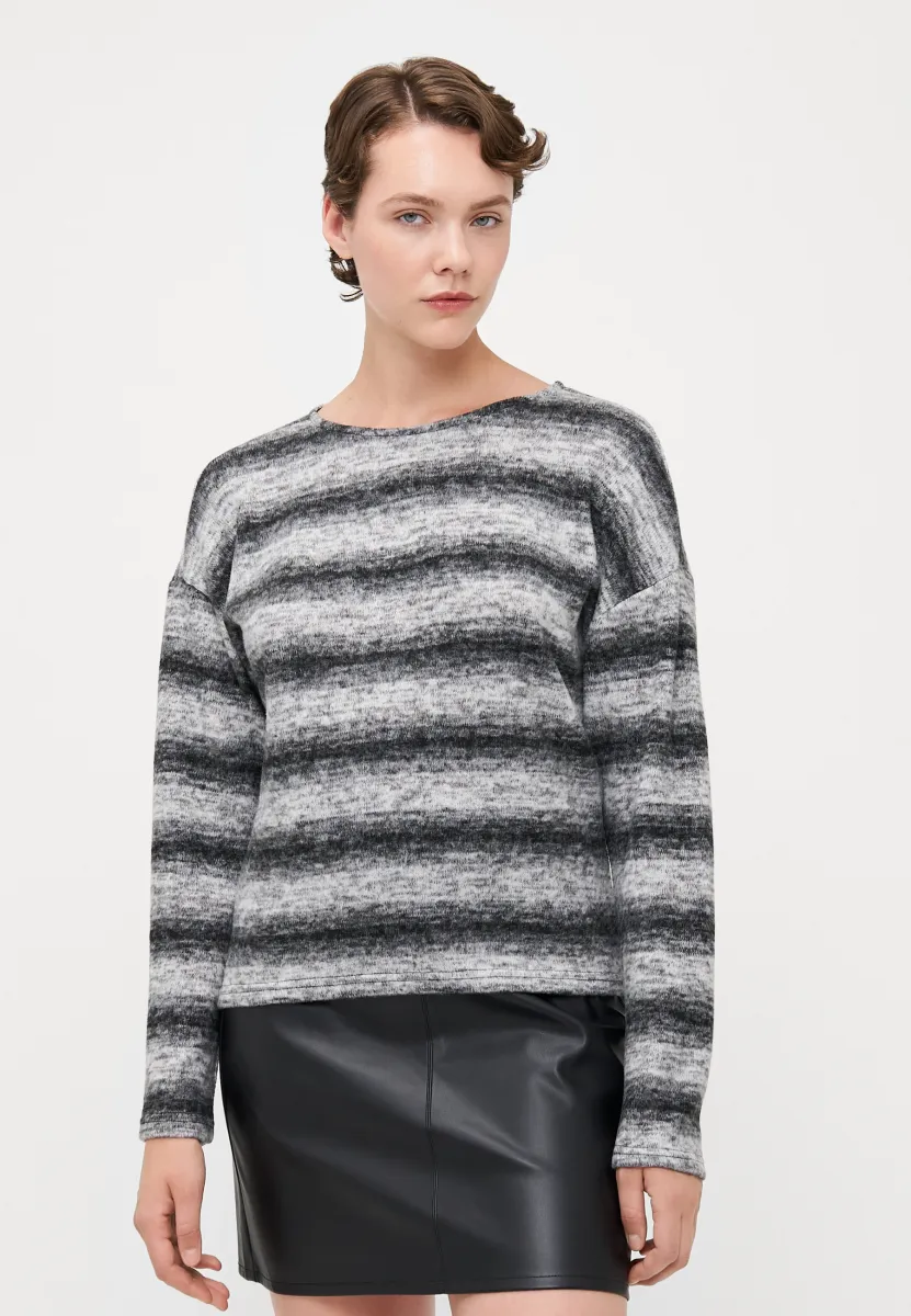 ONLBEATE LIFE DROPSHOULDER  - Strickpullover - light grey melange/black melange