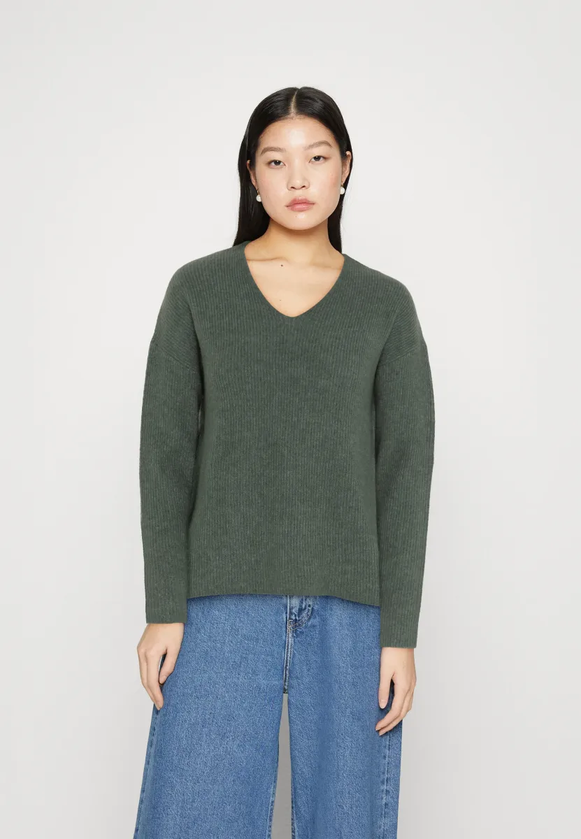 ONLCAMILLA V-NECK L/S NOOS - Strickpullover - laurel wreath melange