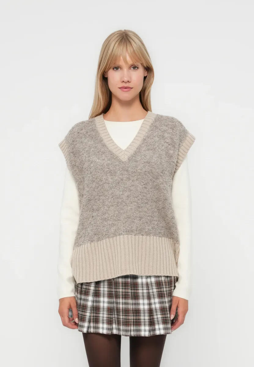 ONLCILLE VEST - Strickpullover - light brown