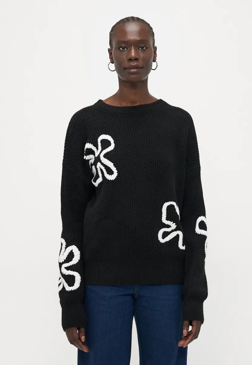 ONLDAISY STITCH O NECK  - Strickpullover - black/pumice stone