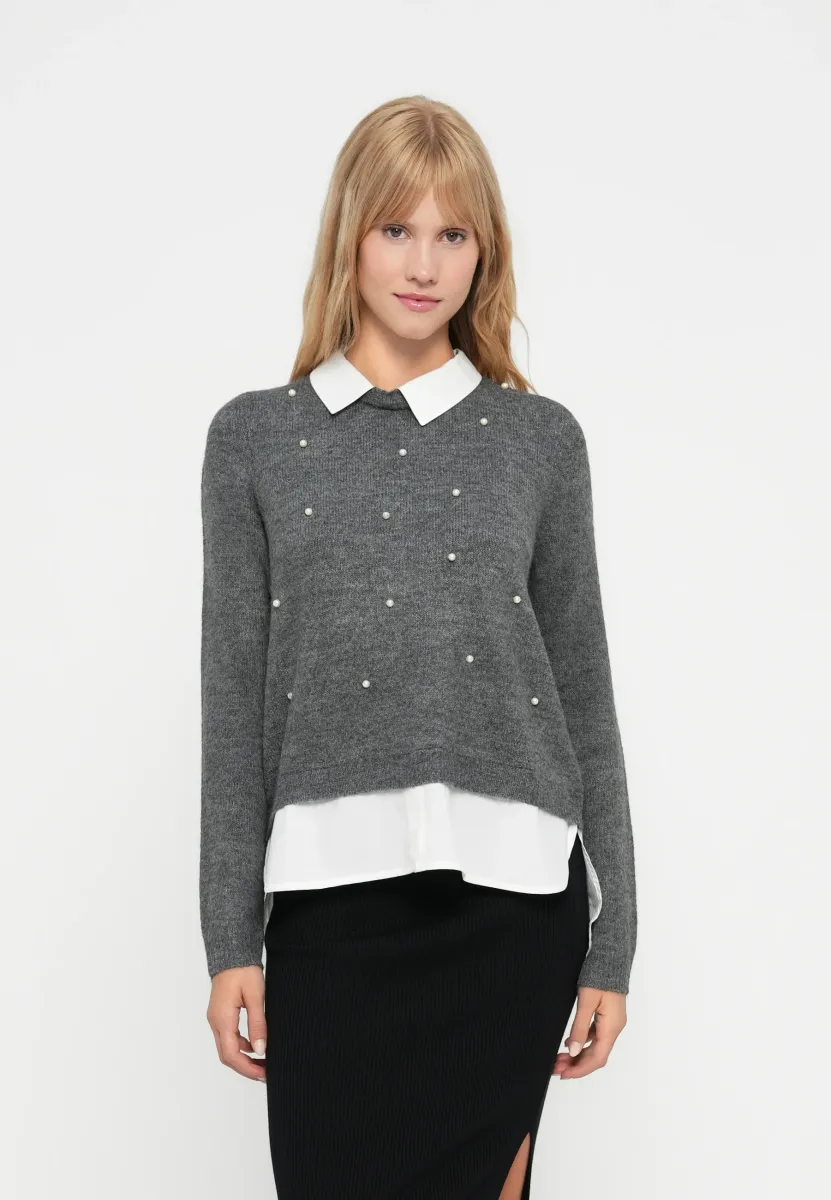 ONLDOLLY  - Strickpullover - medium grey melange/cloud dancer