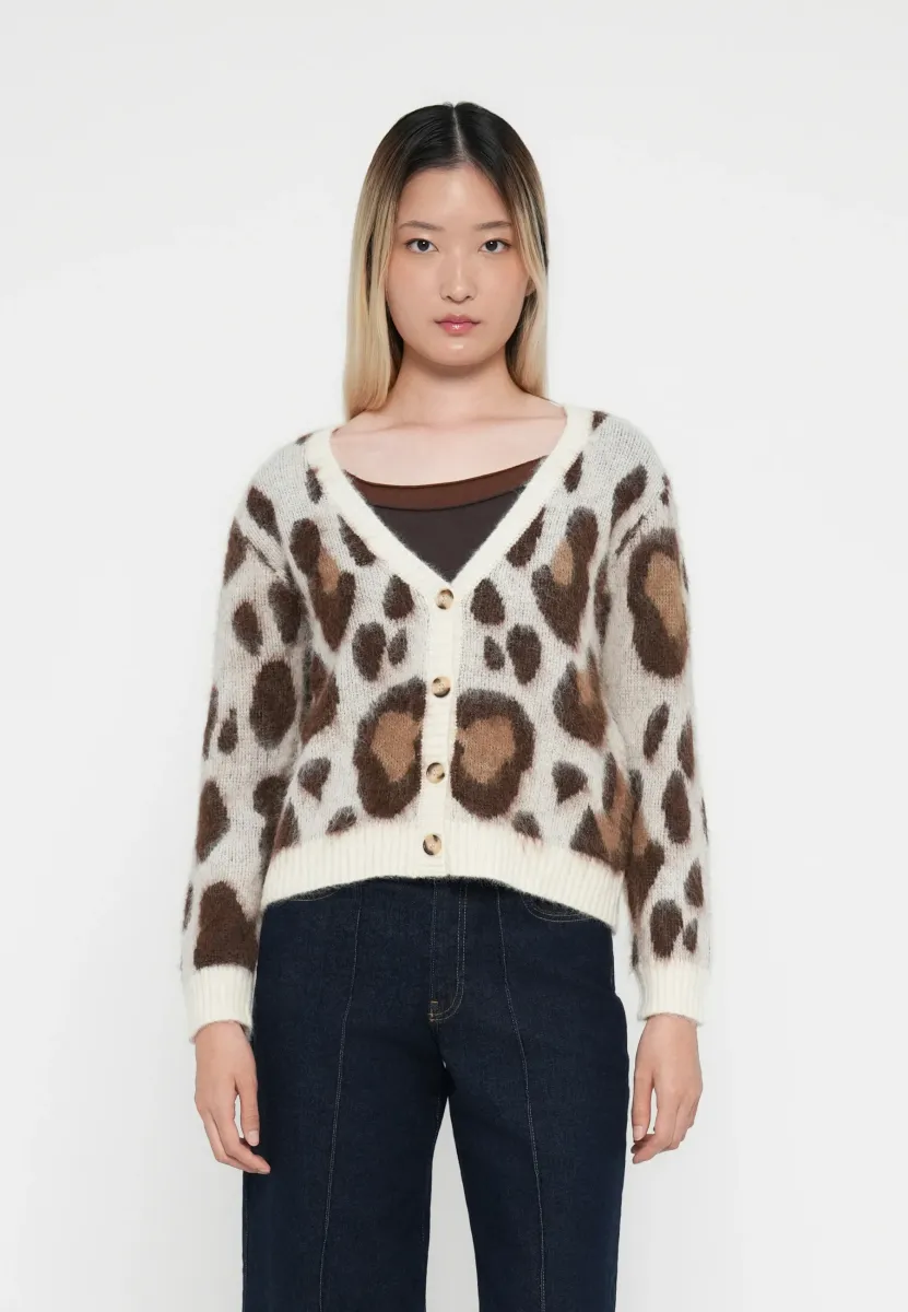 ONLEDELIE LIFE CARDI V NECK  - Strickjacke - birch/chestnut/cocoa creme