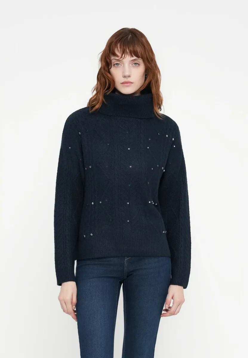 ONLELSIE BLING ROLL NECK - Strickpullover - night sky/dark grey
