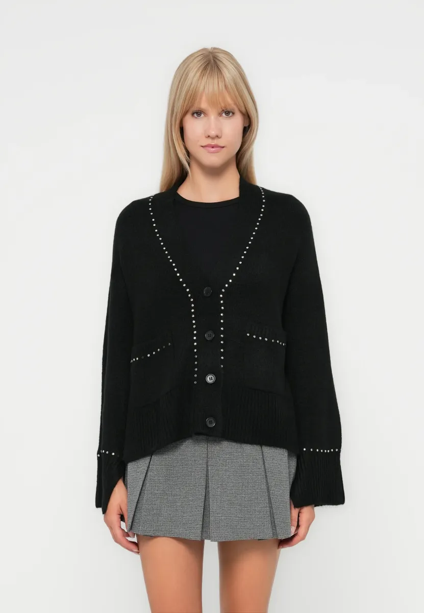 ONLELSIE STUDS - Strickjacke - black