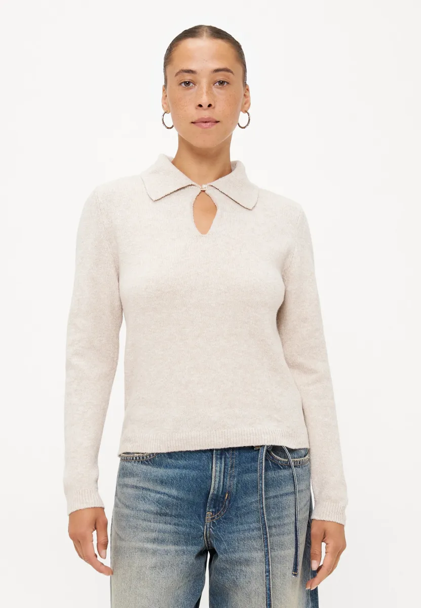 ONLGLORY LIFE - Strickpullover - pumice stone melange/white