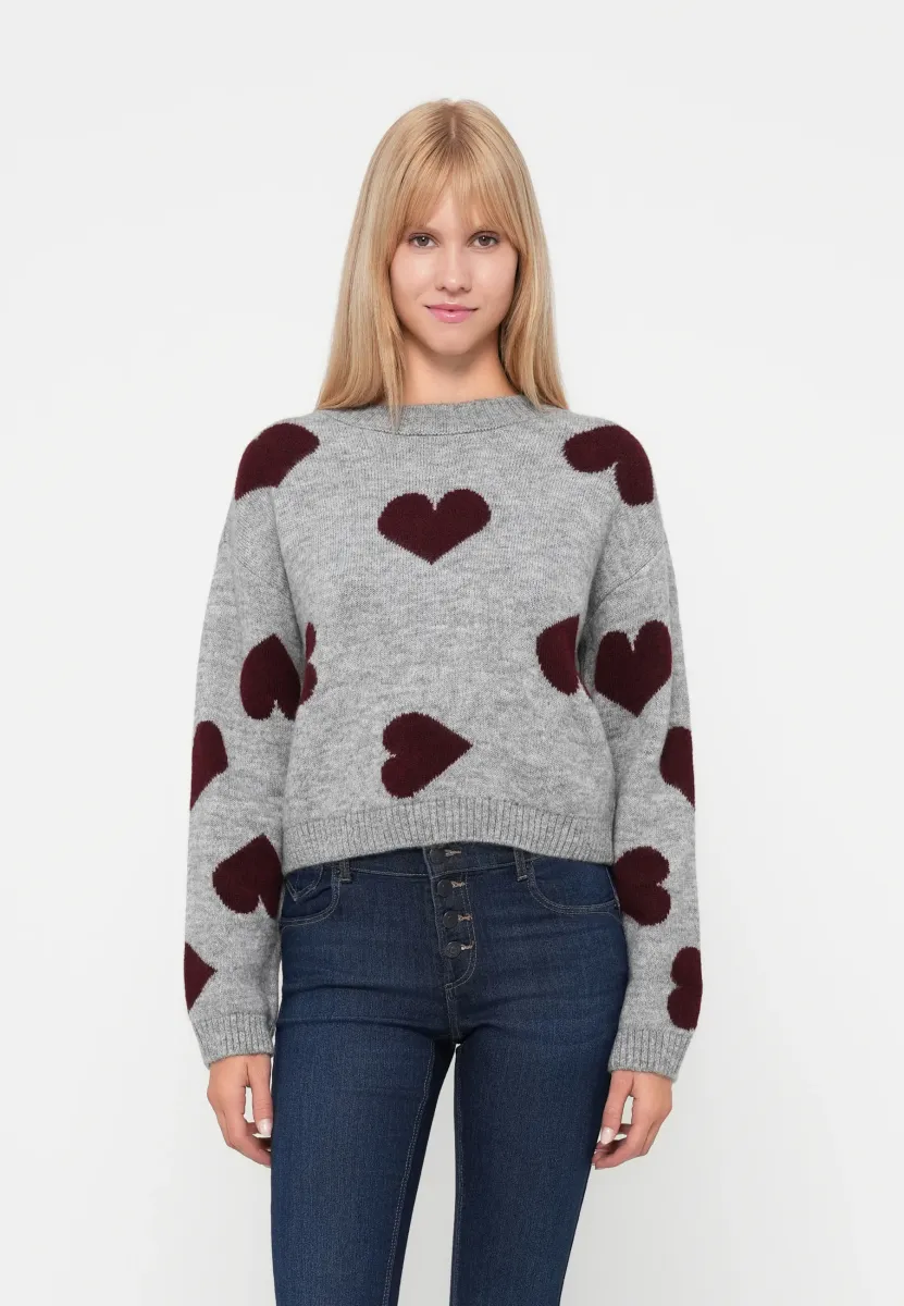 ONLHAPPIE PULLOVER - Strickpullover - medium grey melange