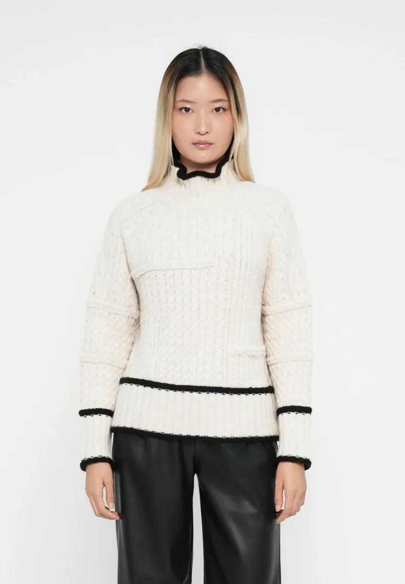 ONLHARMONY  CONTRAST HIGHNECK  - Strickpullover - birch/black
