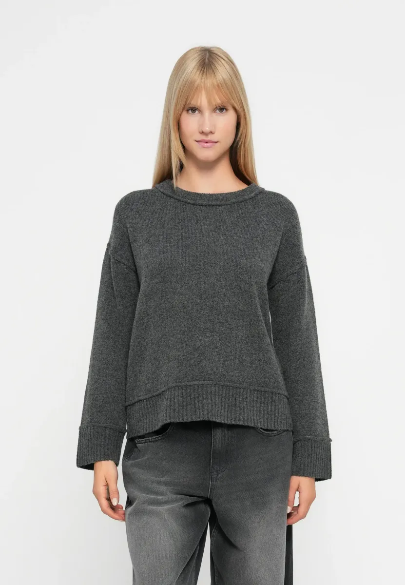 ONLHAZEL LIFE DETAIL O NECK - Strickpullover - medium grey