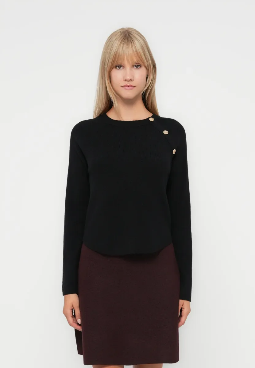 ONLIBI ELLA BUTTON O NECK - Strickpullover - black