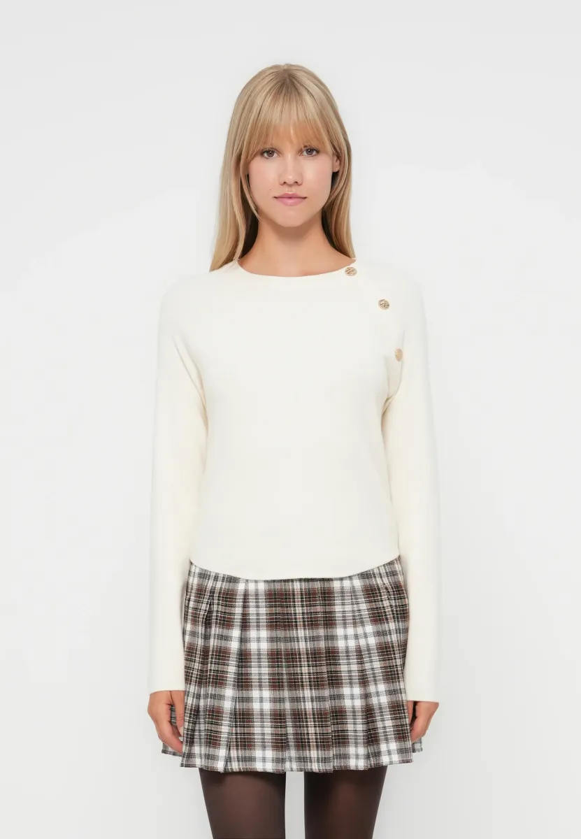 ONLIBI ELLA BUTTON O NECK - Strickpullover - whitecap gray