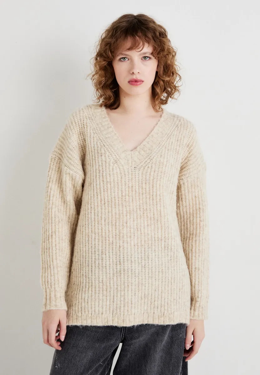 ONLIDA LIFE LOOSE VNECK - Strickpullover - birch melange