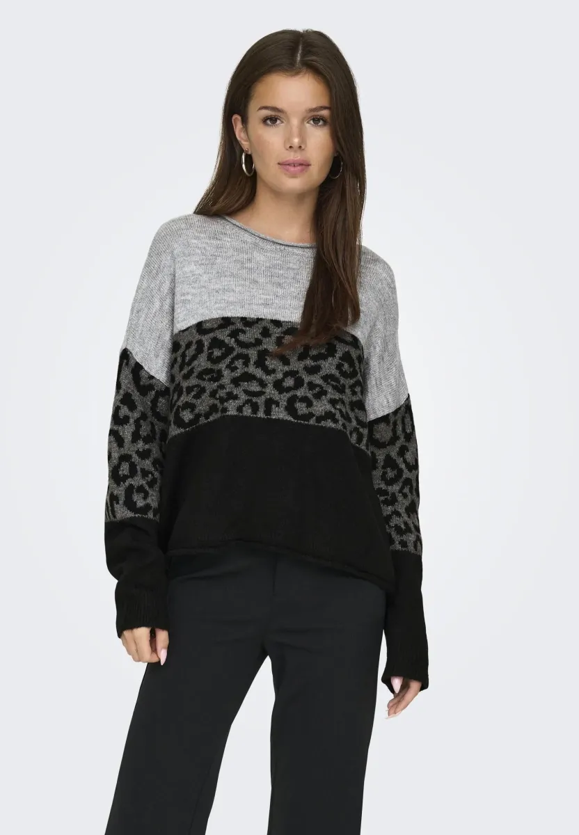 ONLJADE O NECK - Strickpullover - light grey