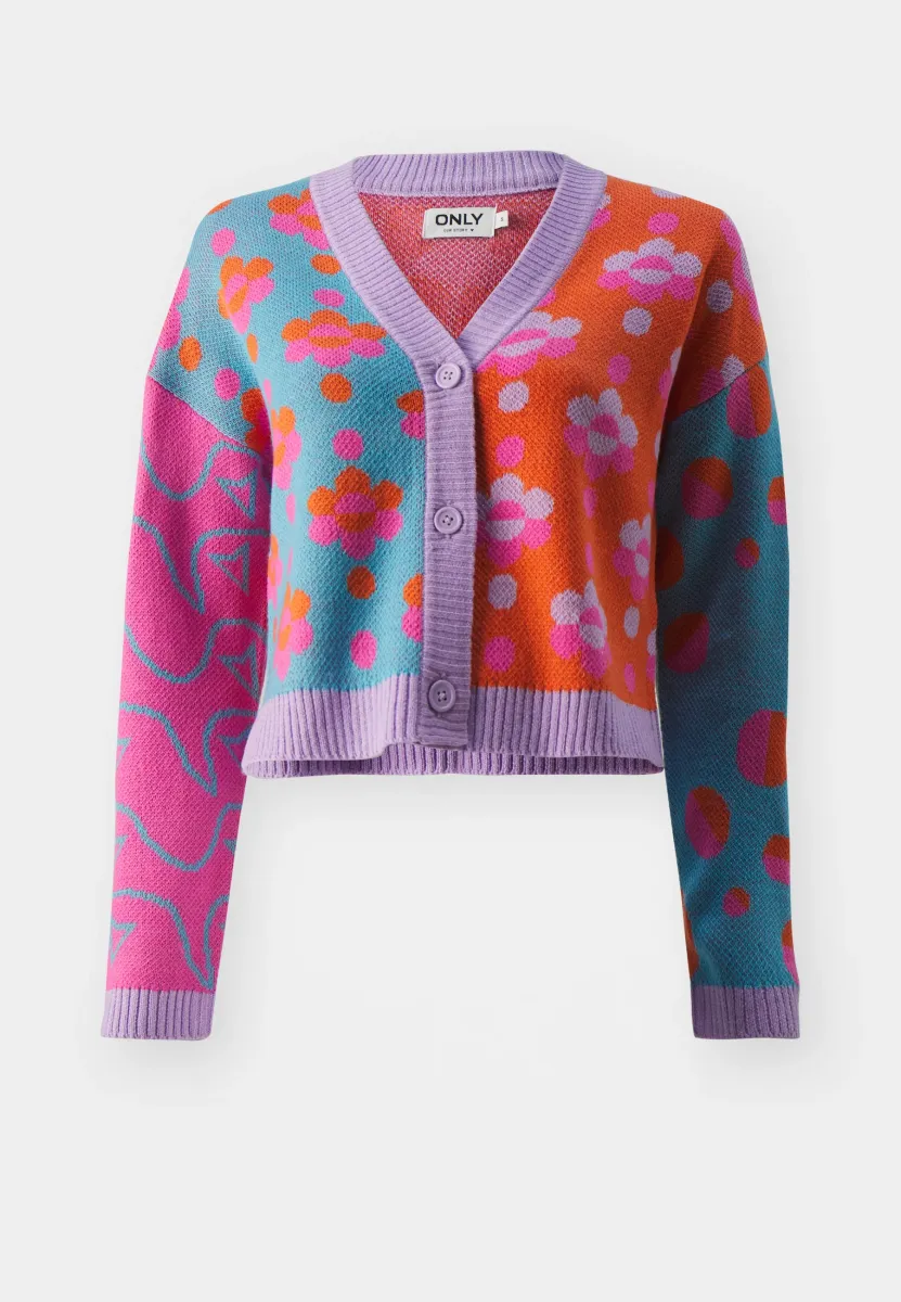 ONLJAYDI MIX V NECK  - Strickjacke - lavendula/koi/aquarius/strawberry moon