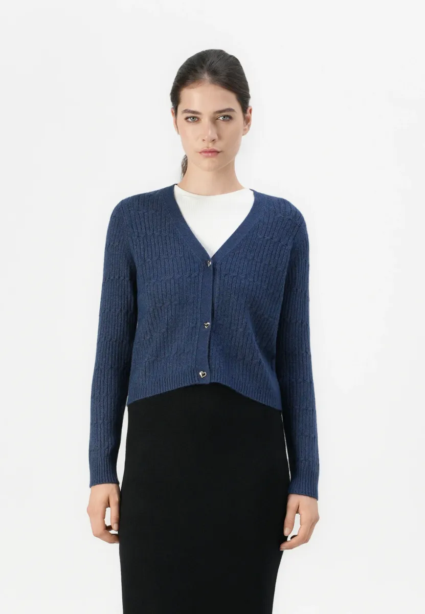 ONLKATIA CABLE V NECK - Strickjacke - naval academy