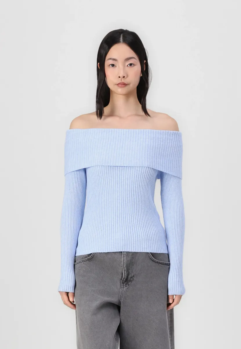 ONLKATIA OFF SHOULDER - Strickpullover - kentucky blue melange
