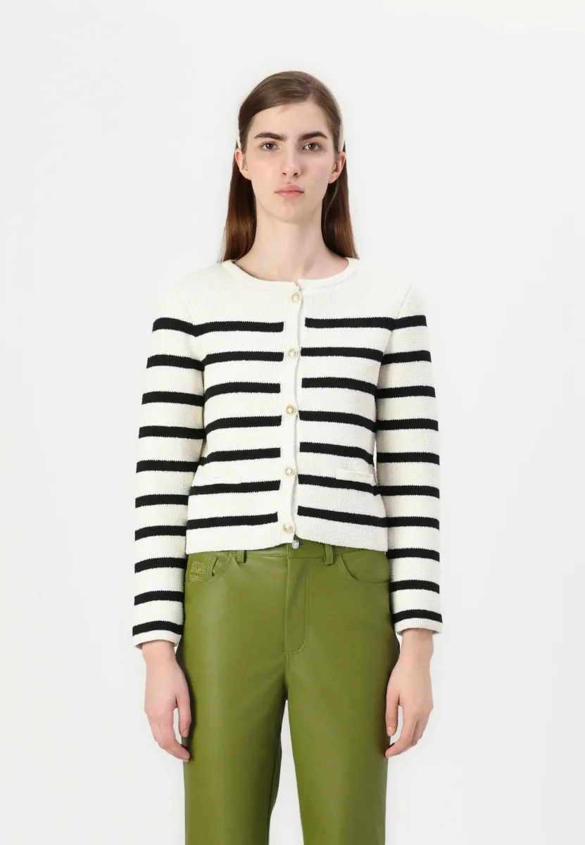 ONLLAURA LIFE O NECK - Strickjacke - cloud dancer/black