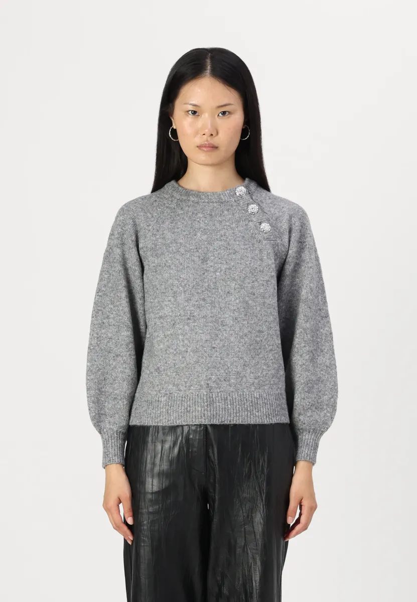 ONLLAUREN O NECK BUTTON - Strickpullover - medium grey
