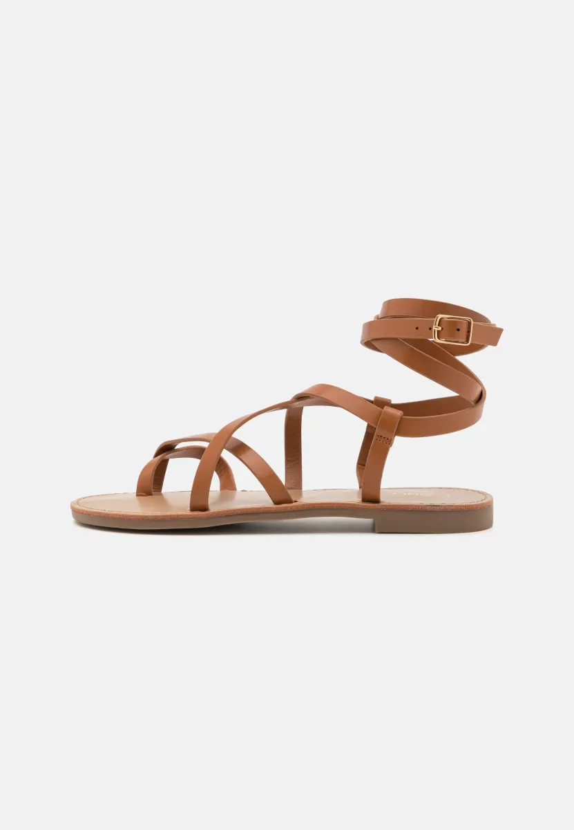 ONLMANDALA ANKLE WRAP - Zehentrenner - cognac